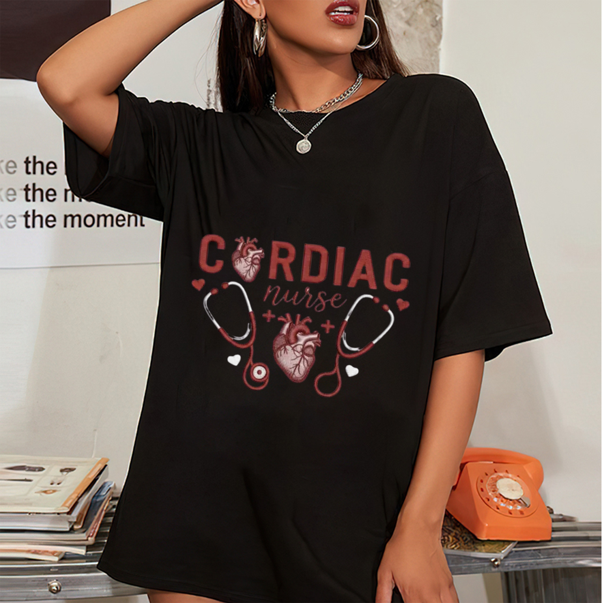 Cardiology Cardiac Nurse Embroidery T-Shirt