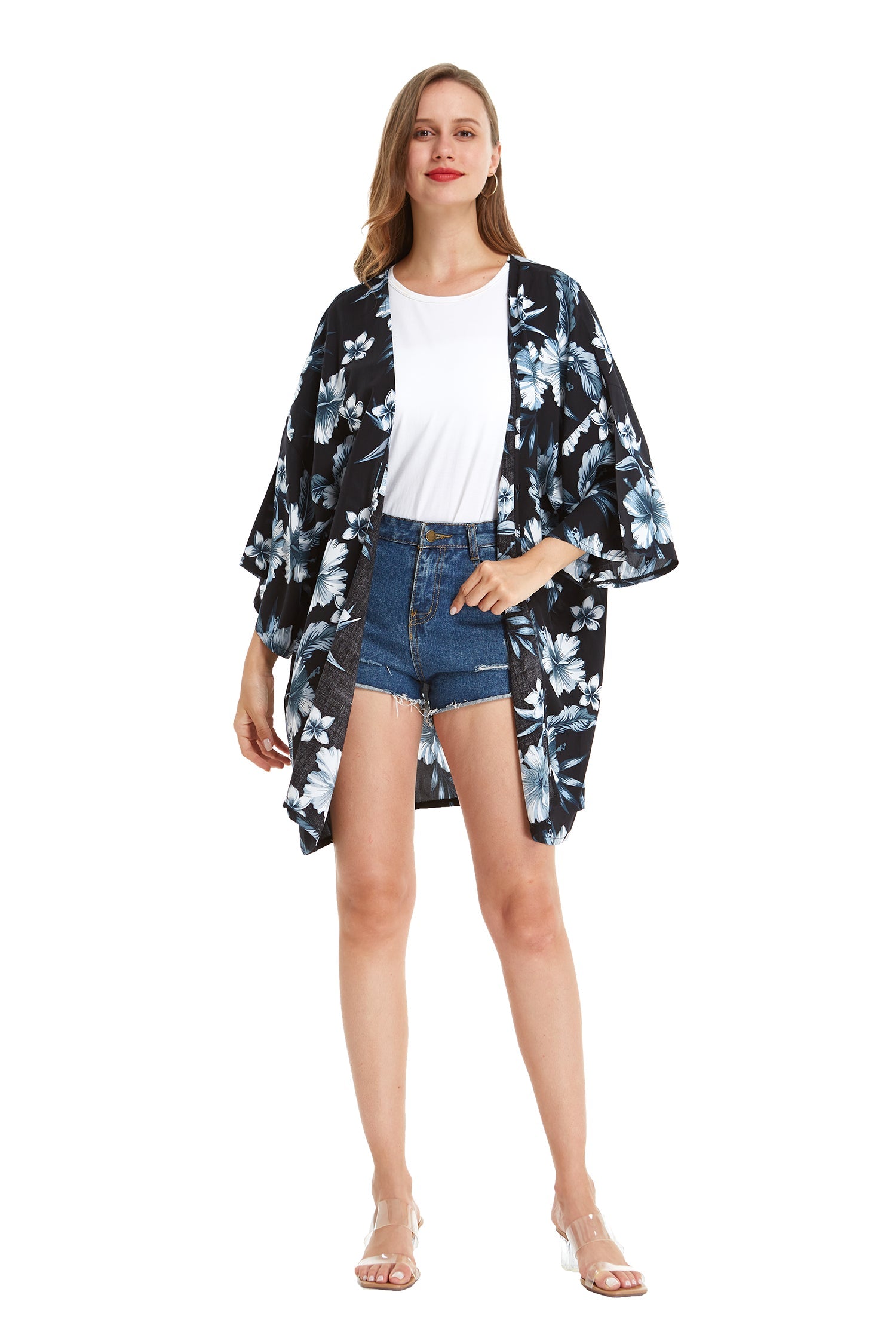 Women's Lightweight Kimono in Midnight Bloom