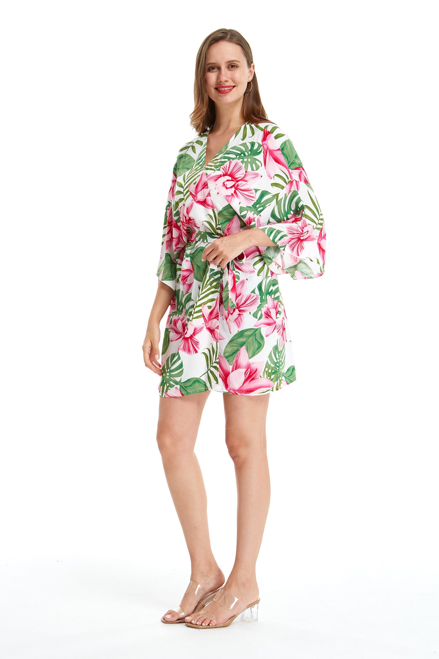 Women's Lightweight Kimono in Lotus Orchid White