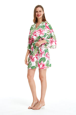 Women's Lightweight Kimono in Lotus Orchid White