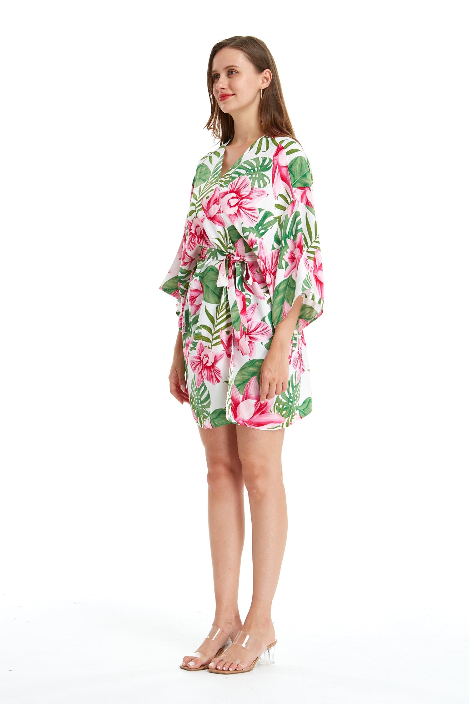 Women's Lightweight Kimono in Lotus Orchid White