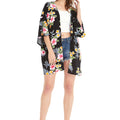 Women's Lightweight Kimono in Hibiscus Black