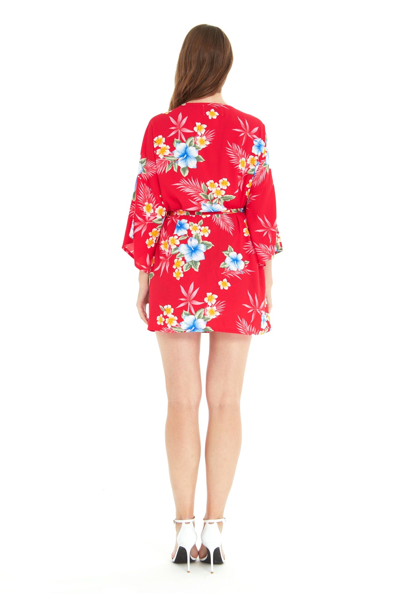 Women's Lightweight Kimono in Hibiscus Red