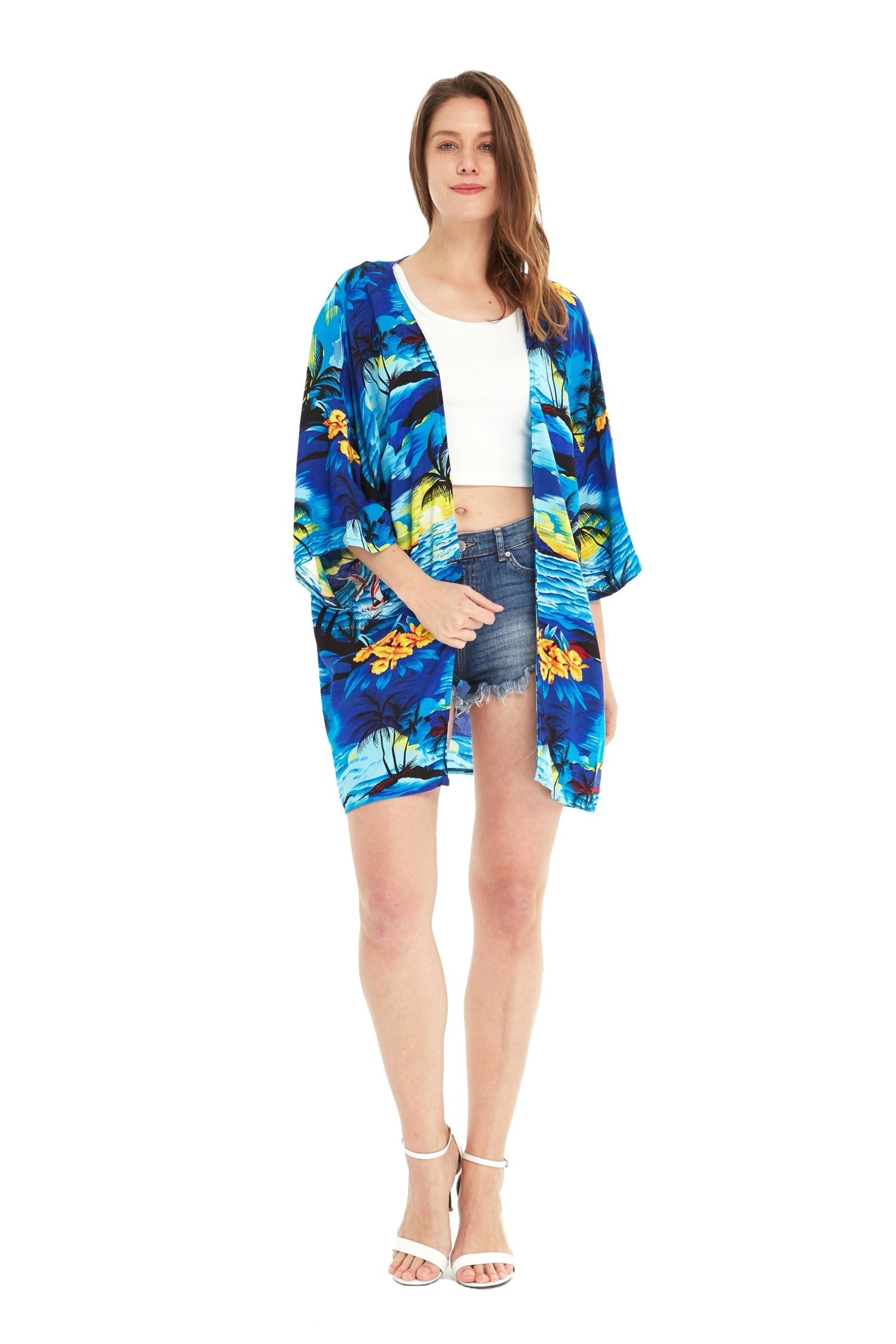 Women's Lightweight Kimono in Sunset Blue