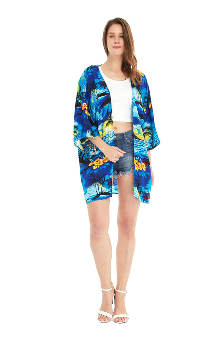 Women's Lightweight Kimono in Sunset Blue
