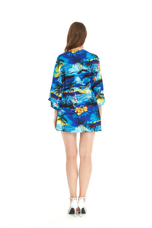 Women's Lightweight Kimono in Sunset Blue
