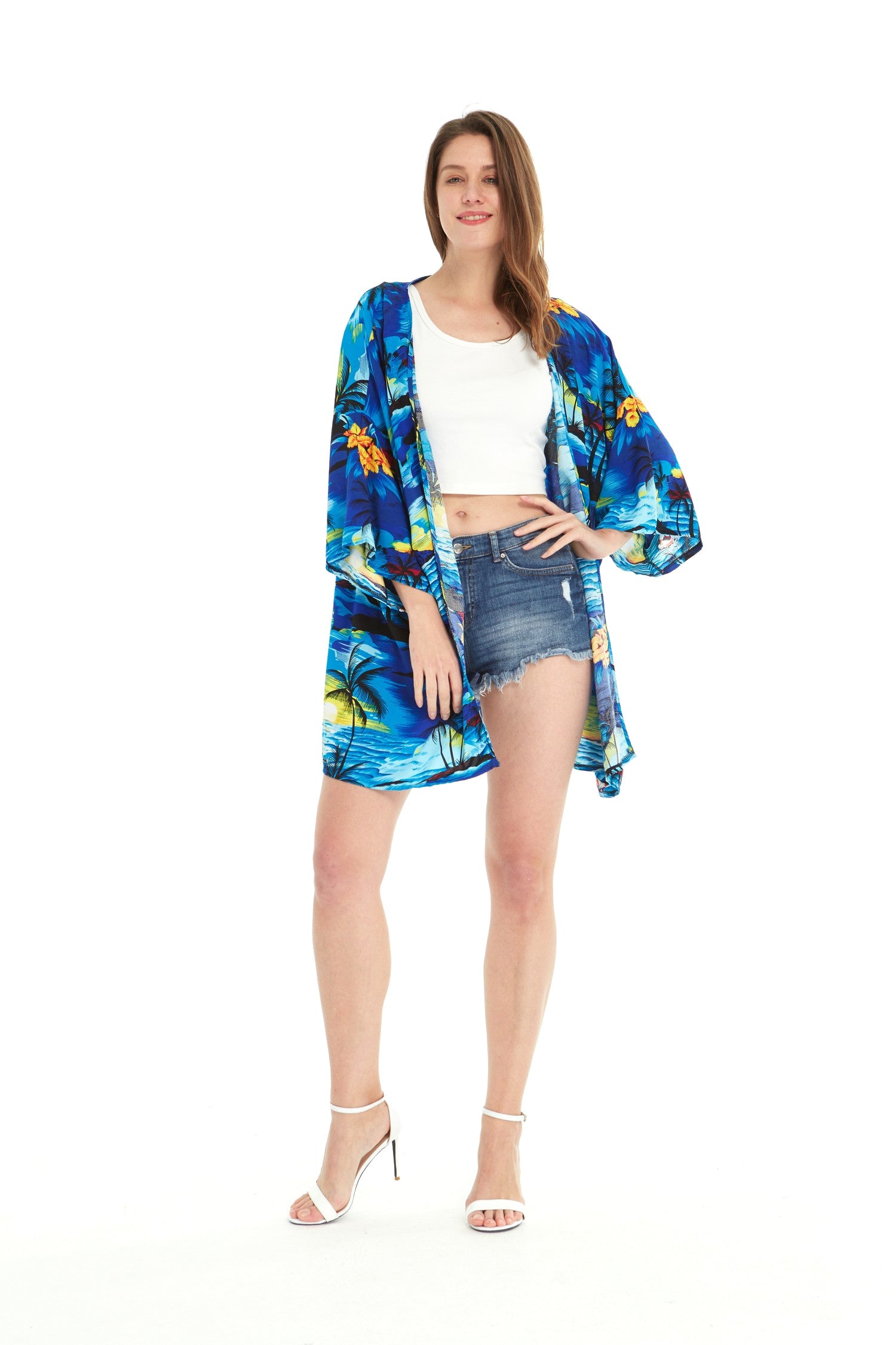 Women's Lightweight Kimono in Sunset Blue
