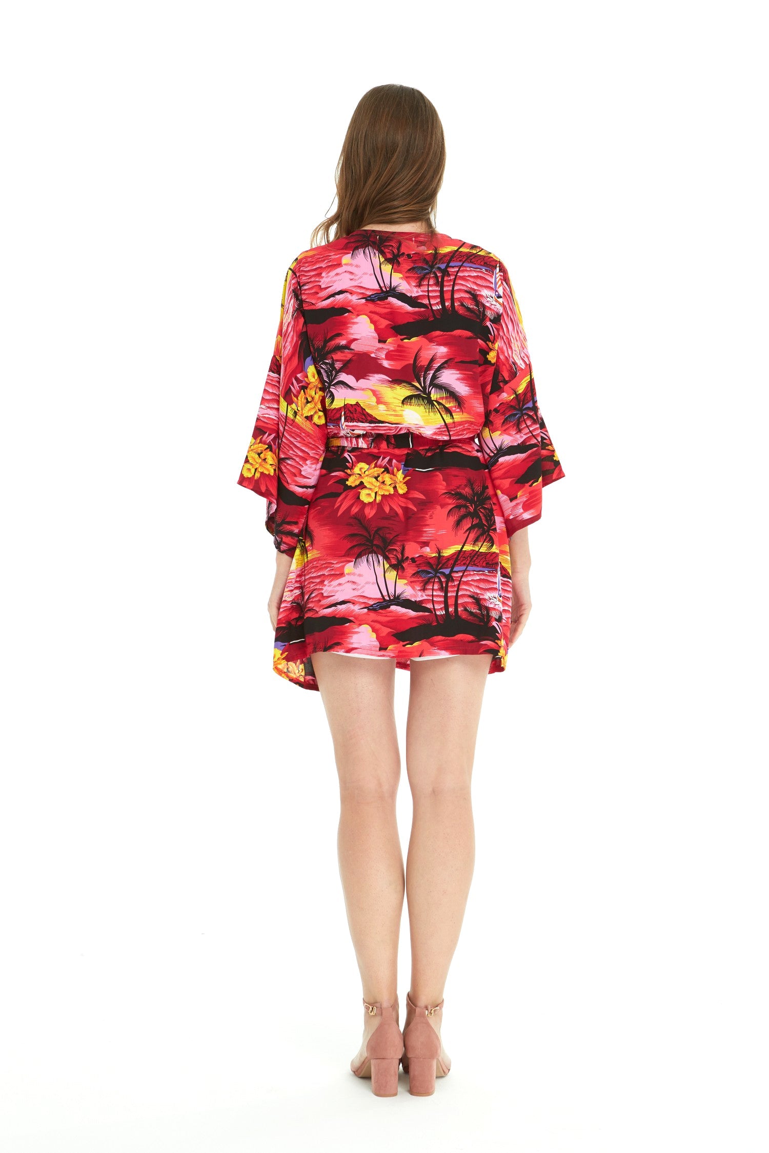 Women's Lightweight Kimono in Sunset Red