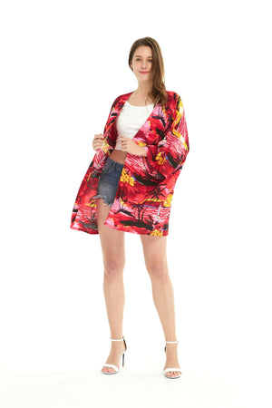 Women's Lightweight Kimono in Sunset Red