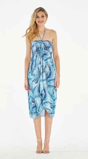 Women's Butterfly Dress in Simply Blue Leaf