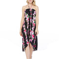 Women's Butterfly Dress in Pink Black Hibiscus Vine
