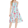 Women's Butterfly Dress in Pink Turquoise Hibiscus Vine