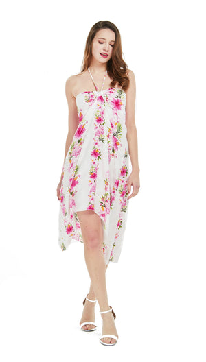 Women's Butterfly Dress in Pink Hibiscus Vine