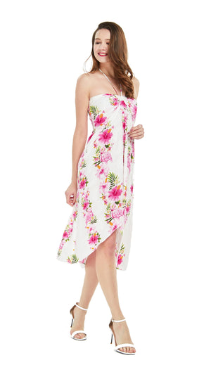Women's Butterfly Dress in Pink Hibiscus Vine