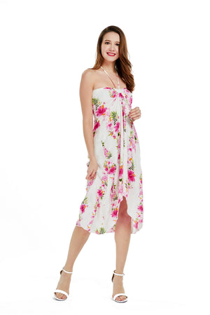 Women's Butterfly Dress in Pink Hibiscus Vine
