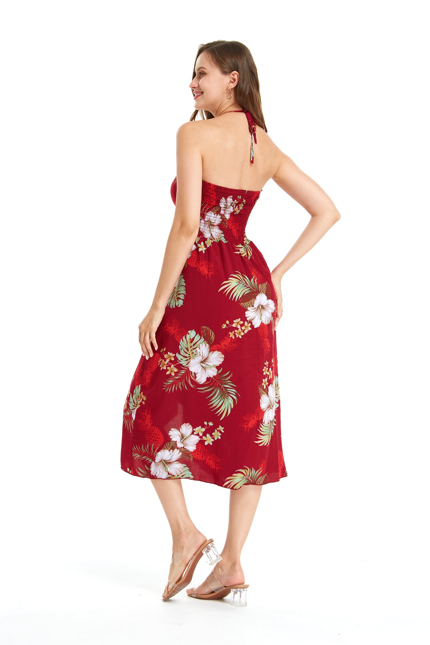 Women's Butterfly Dress in Pineapple Garden Red