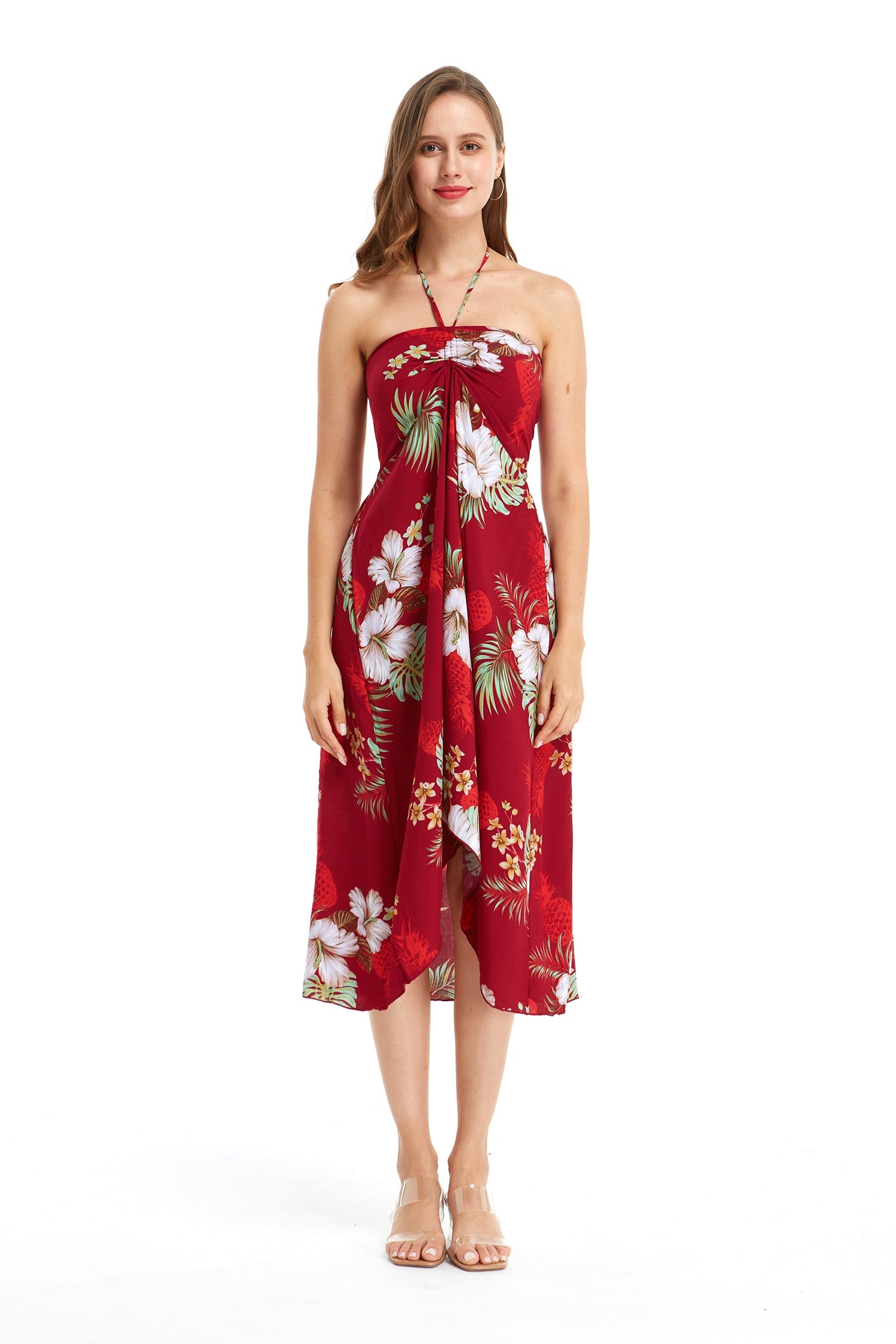 Women's Butterfly Dress in Pineapple Garden Red