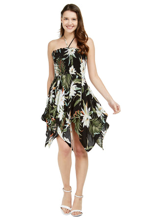 Women's Fairy Uneven Bottom Luau Dress in Wispy Cereus Black
