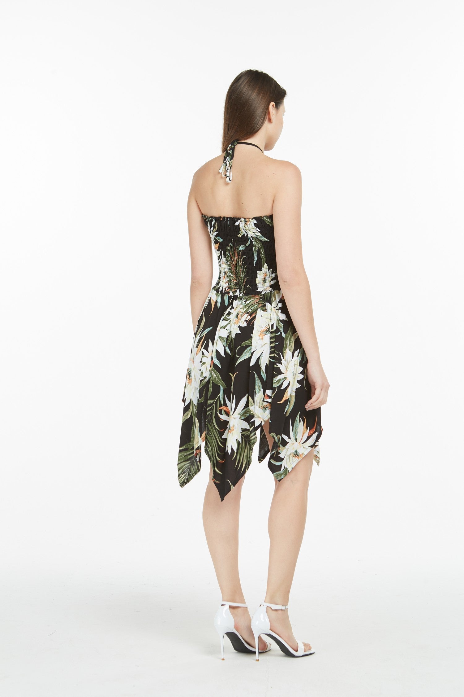 Women's Fairy Uneven Bottom Luau Dress in Wispy Cereus Black