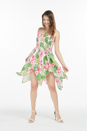 Women's Fairy Uneven Bottom Luau Dress in Lotus Orchid