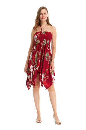 Women's Fairy Uneven Bottom Dress in Pineapple Garden Red