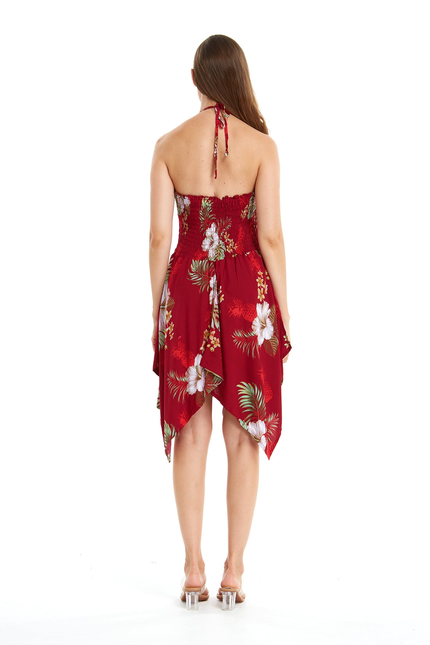 Women's Fairy Uneven Bottom Dress in Pineapple Garden Red