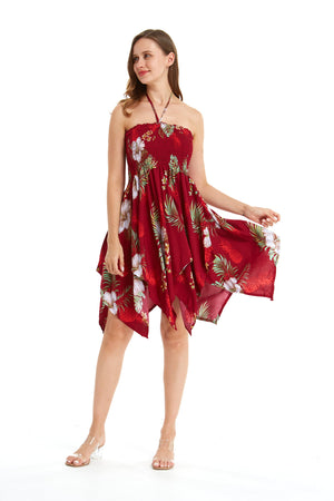 Women's Fairy Uneven Bottom Dress in Pineapple Garden Red
