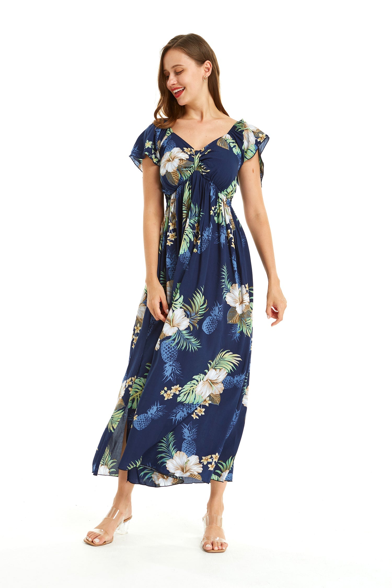 Women's Maxi Rahee Dress Pineapple Garden Navy
