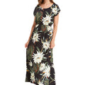 Women's Cap Sleeve Simple Dress Wispy Cereus Black