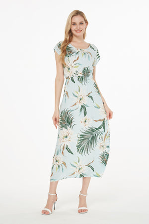Women's Cap Sleeve Simple Dress Wispy Cereus Light Blue