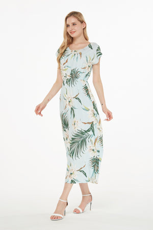 Women's Cap Sleeve Simple Dress Wispy Cereus Light Blue