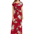 Women's Cap Sleeve Simple Dress Pineapple Garden Red