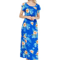 Women's Cap Sleeve Simple Dress Hibiscus Blue