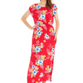 Women's Cap Sleeve Maxi Simple Dress Hibiscus Red