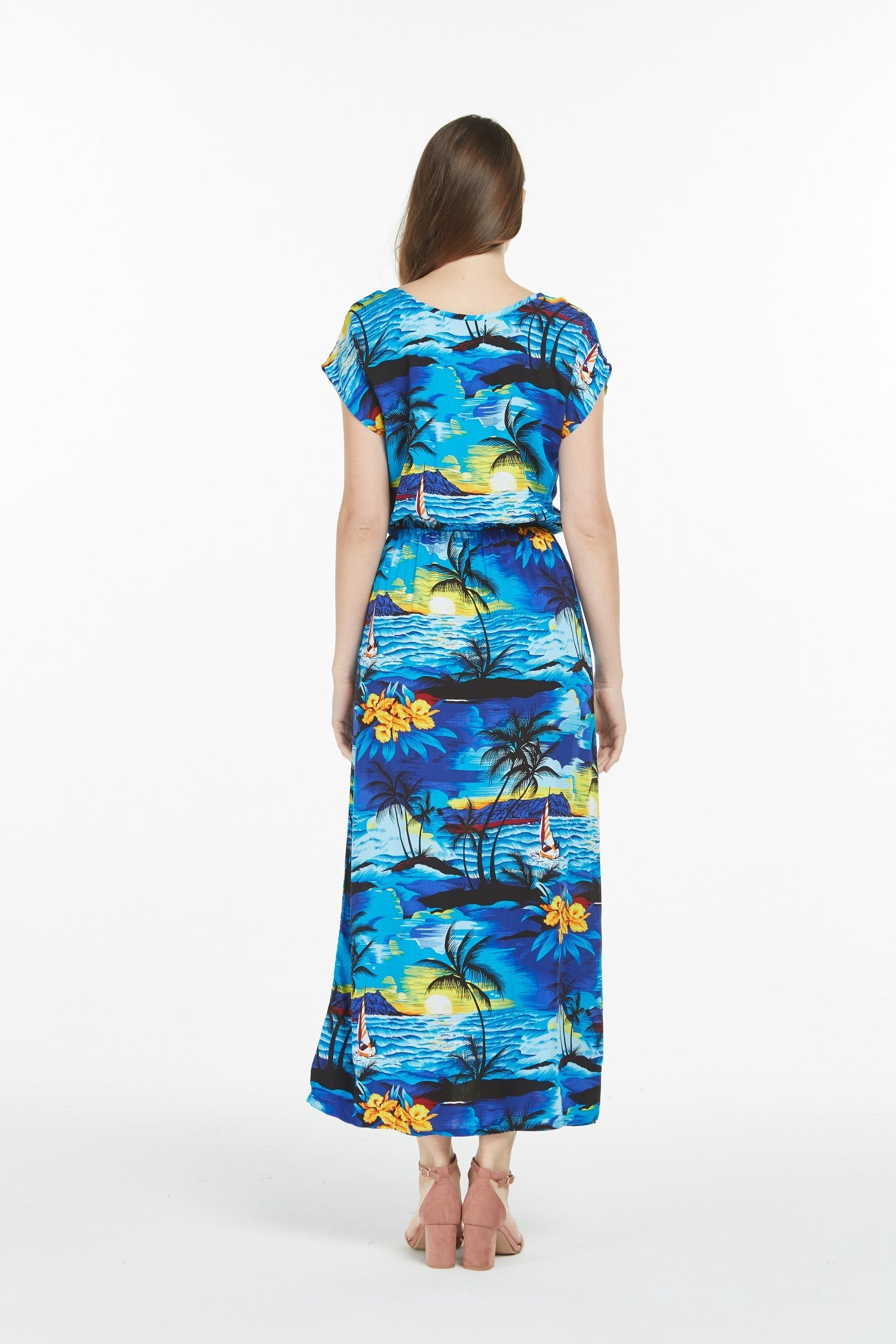 Women's Cap Sleeve Simple Dress Sunset Blue