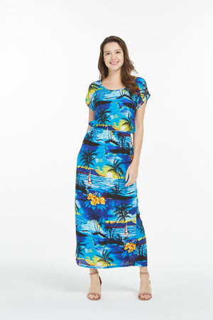Women's Cap Sleeve Simple Dress Sunset Blue