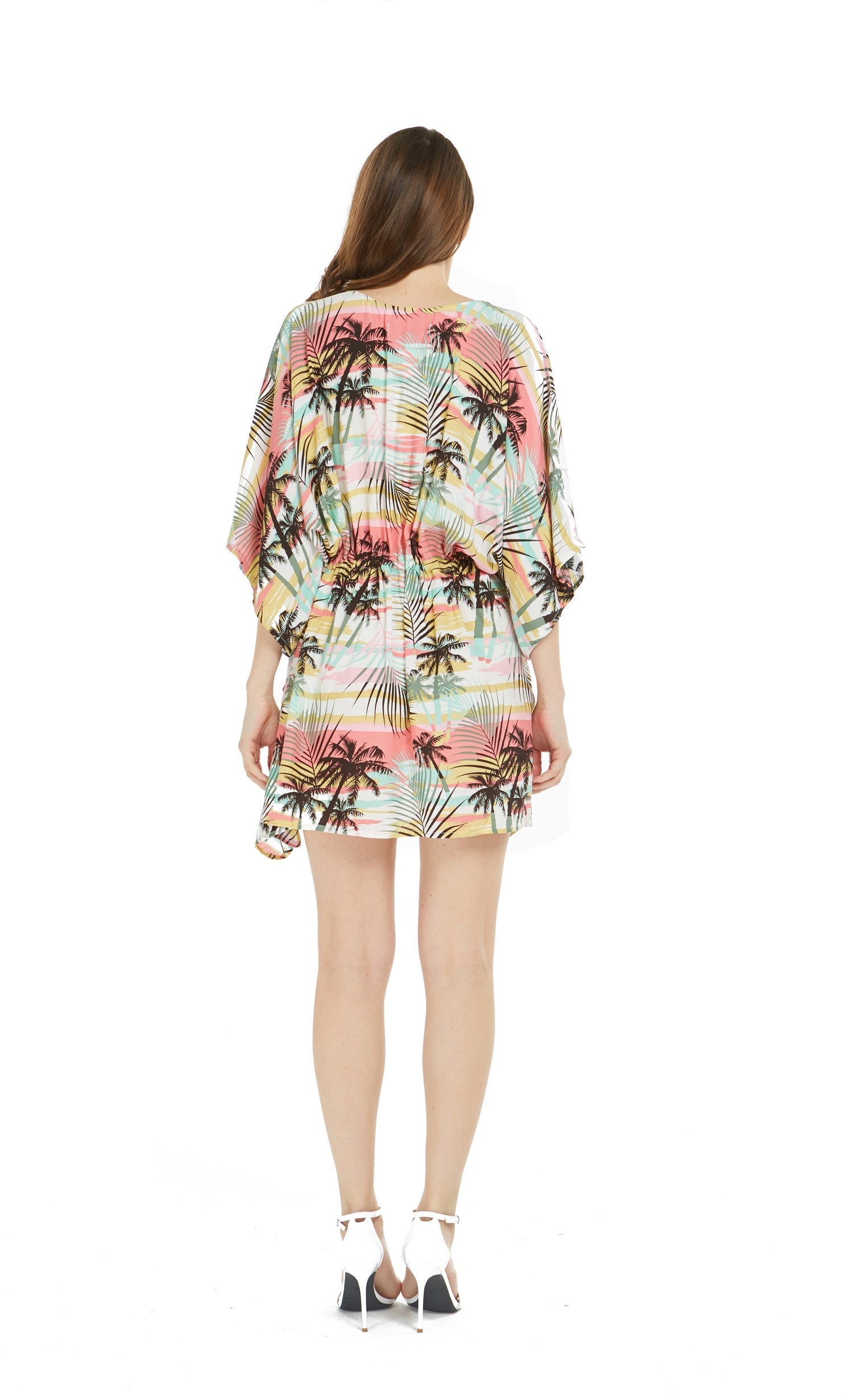Women's Short Poncho Dress Neon Pastel Sunset
