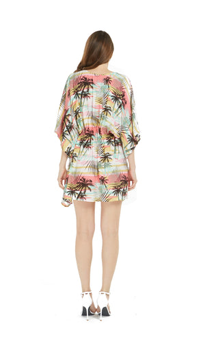 Women's Short Poncho Dress Neon Pastel Sunset
