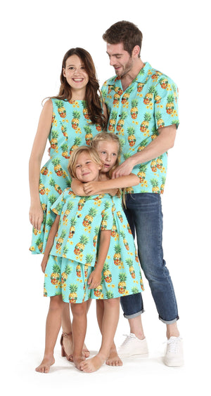 Women's Vintage Fit and Flare Dress in Pineapple Skull