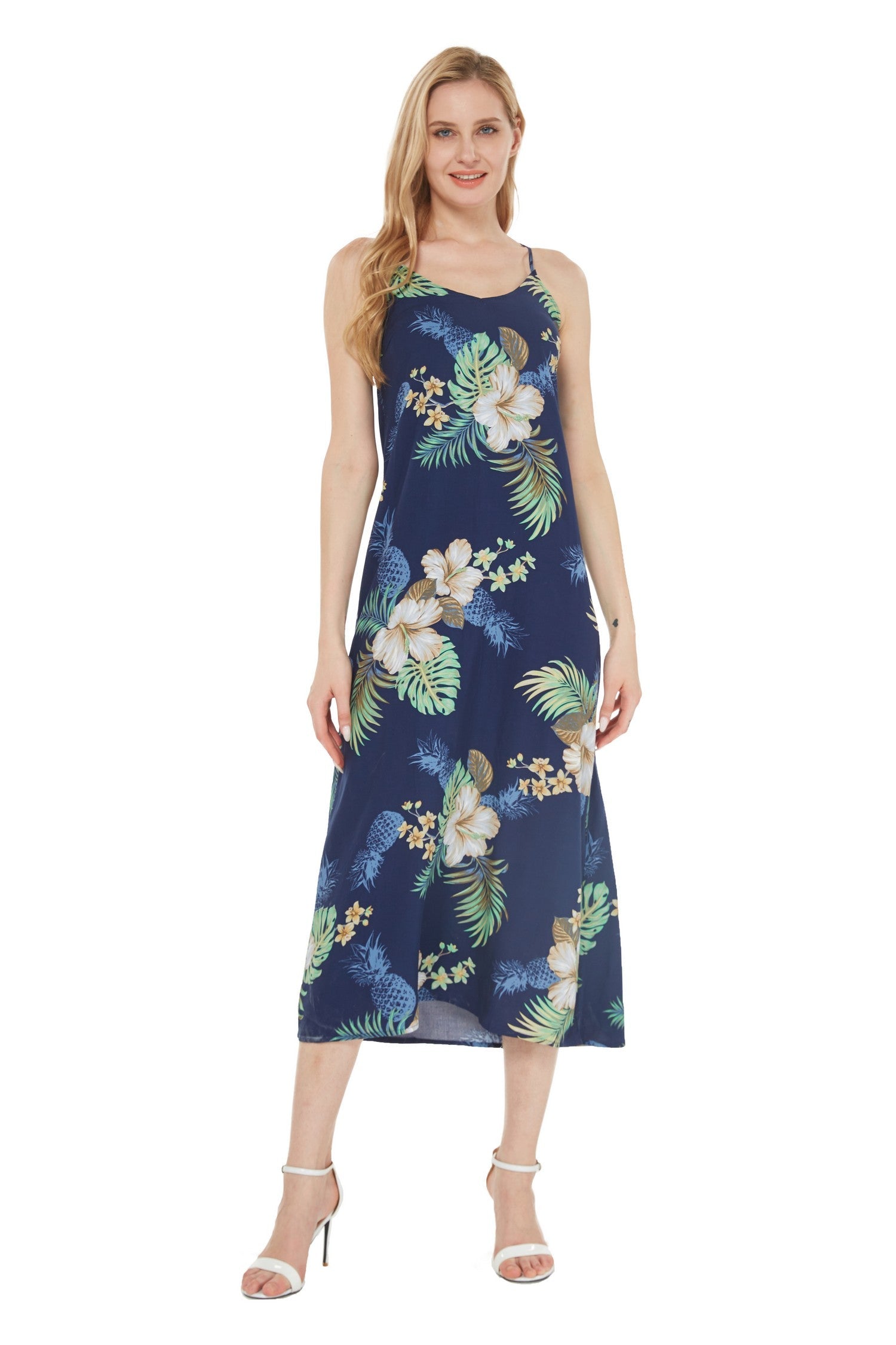 Women's Sweetheart Dress in Pineapple Garden Navy