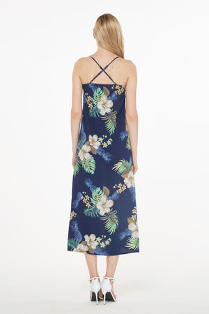 Women's Sweetheart Dress in Pineapple Garden Navy