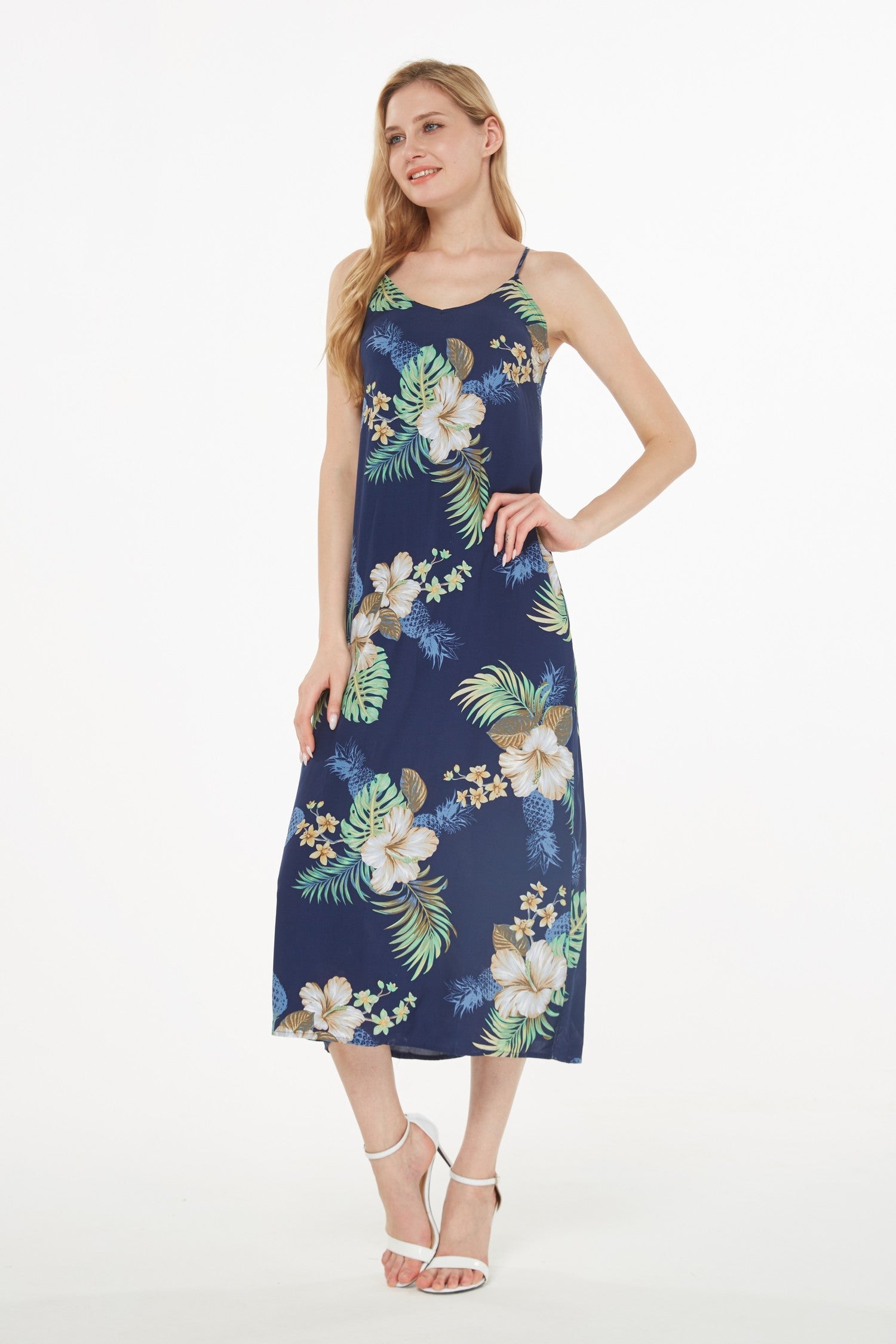 Women's Sweetheart Dress in Pineapple Garden Navy