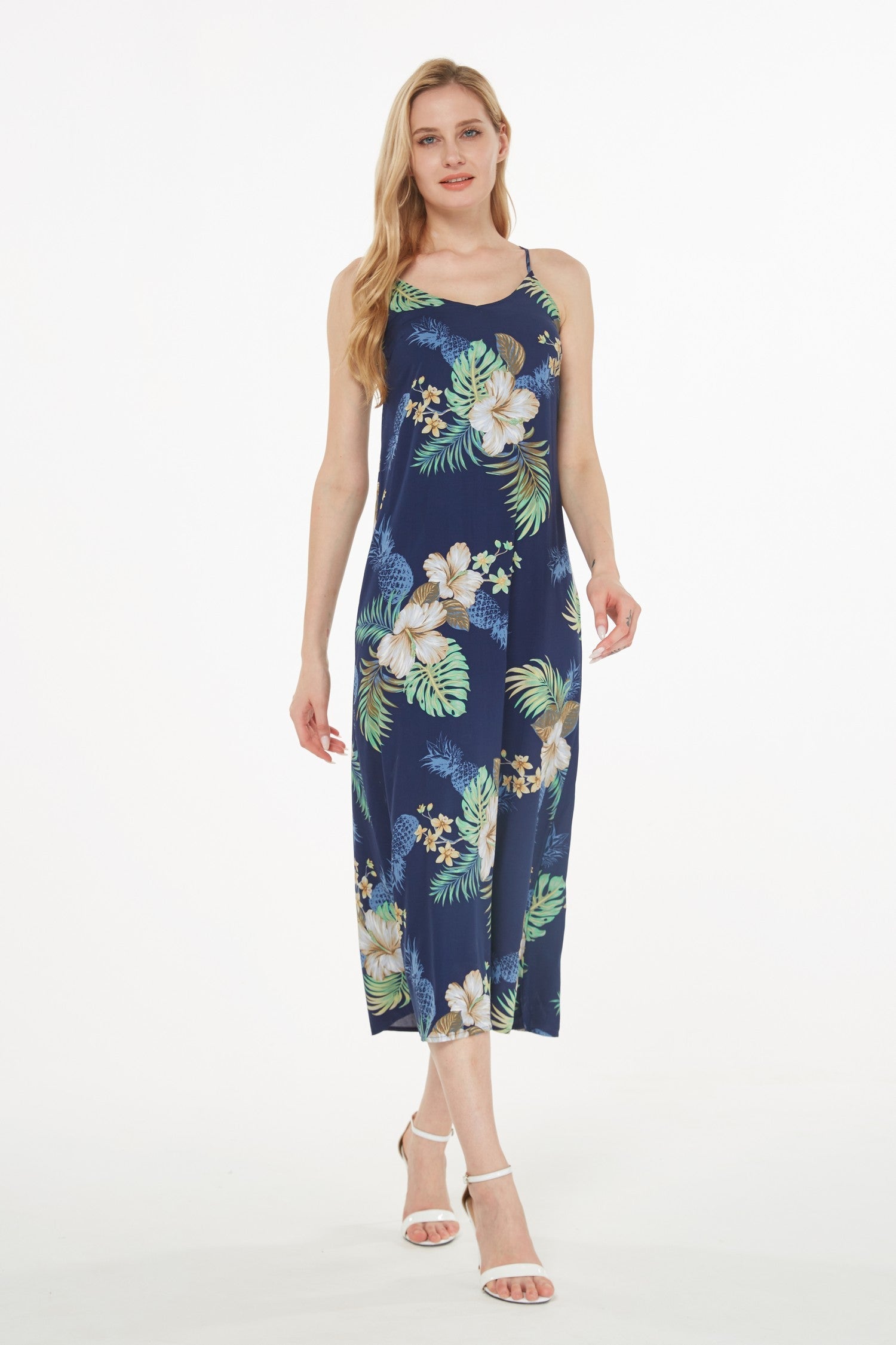 Women's Sweetheart Dress in Pineapple Garden Navy