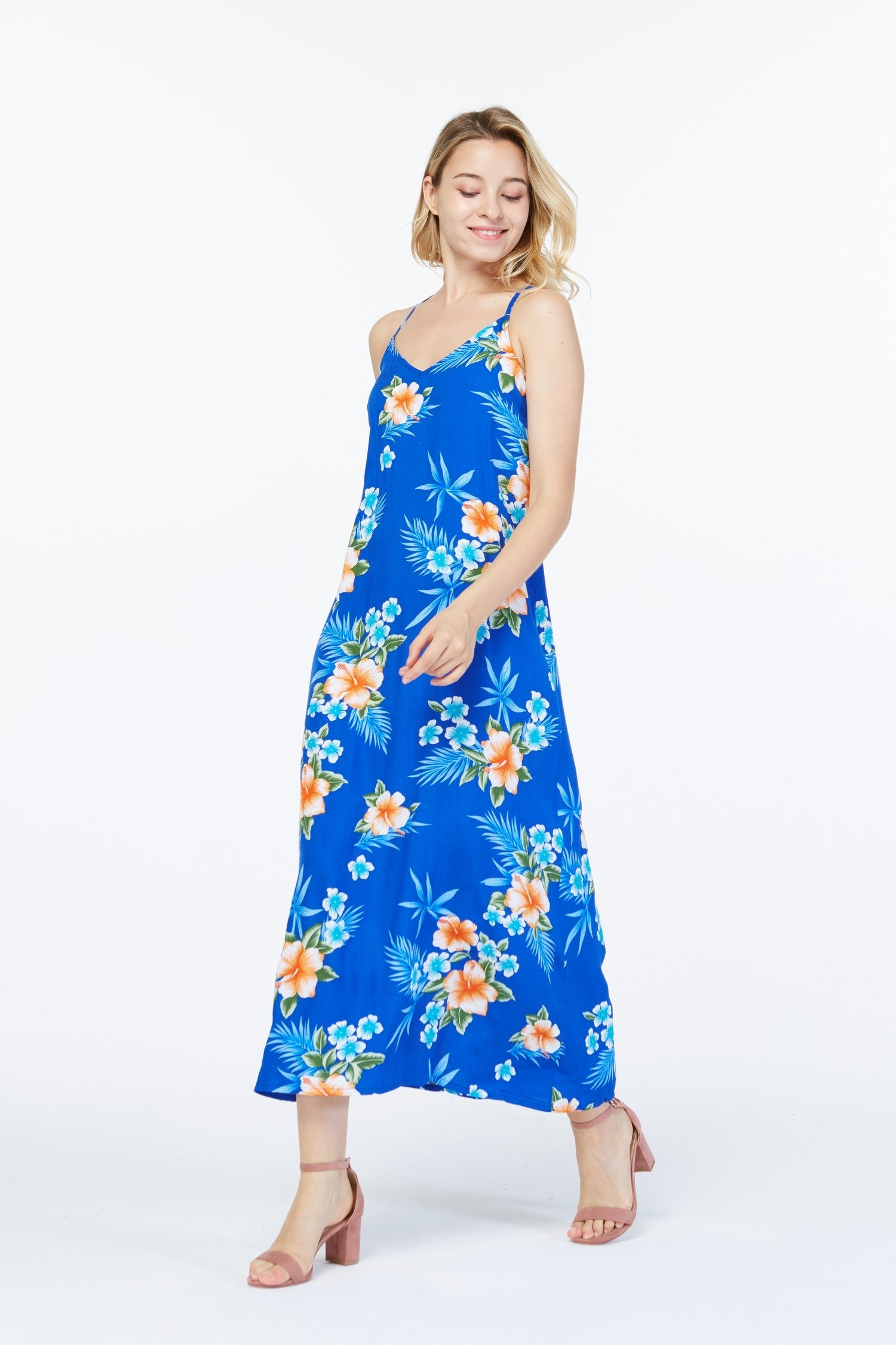 Women's Sweetheart Dress in Hibiscus Blue