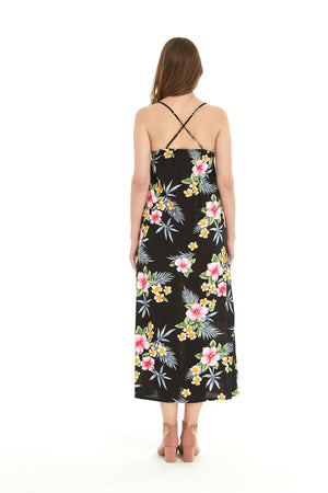 Women's Sweetheart Dress in Hibiscus Black