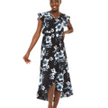 Women's Wrap Ruffle Dress in Midnight Bloom Black