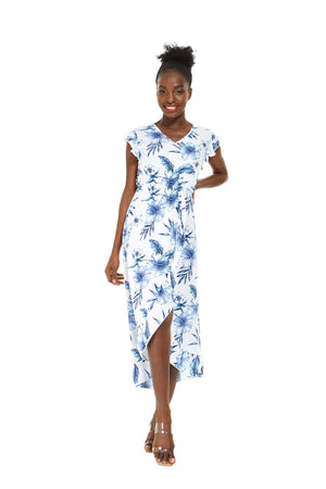Women's Wrap Ruffle Dress in Daydream Bloom White