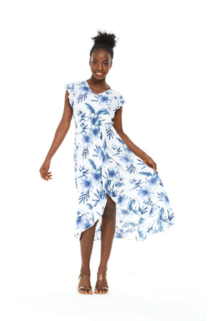 Women's Wrap Ruffle Dress in Daydream Bloom White