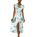 Women's Wrap Ruffle Dress in Wispy Cereus Blue
