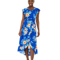 Women's Wrap Ruffle Dress in Hibiscus Blue